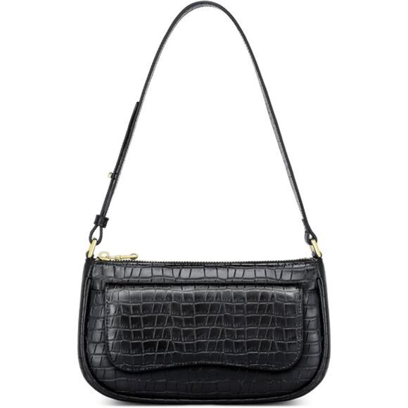 Shoulder Bag Trendy Vegan Leather Black1